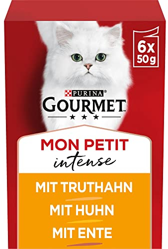 Gourmet Mon Petit Intense Katzenfutter nass, Geflügel-Variationen, 8er Pack (8 x 6 Beutel à 50g)