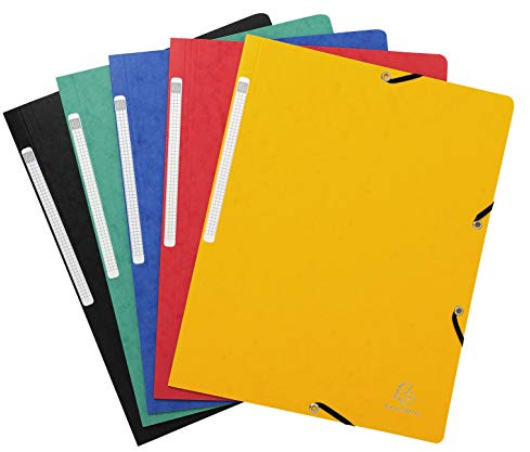 Exacompta 5 Chemises à Élastiques Sans Rabat 400 g/m² Assorties