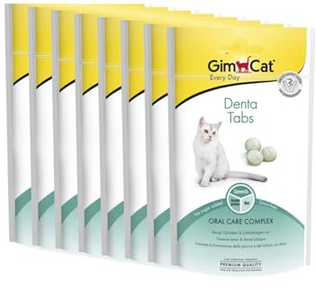 GimCat Denta Tabs - Snack fonctionnel pour chats, soutient les soins dentaires - Lot de 8 (8 à 40 g)