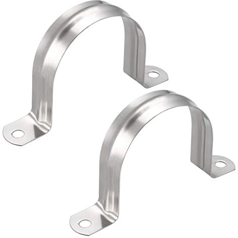 sourcing map 60mm (2,4) Rígida Tubería Correa, 2 Orificios Tubo Correas 304 Inoxidable Acero Tensión Tubo Clip Abrazadera 2 Piezas