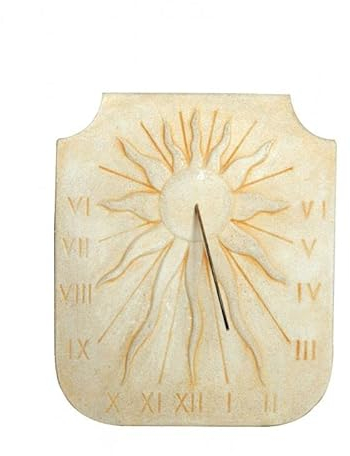 QEM Cadran Solaire Motif Soleil Relief Pierre Naturelle 38cmx44cm