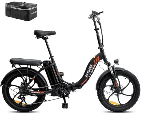 Fafrees Electric Bike, 20 Folding Electric Bikes for Adults, 36V 18AH Removable Battery Ebike 90KM Mileage Pedal Assist, 3.0 Fat Tire Electric Bike for Man Women, F20 Black