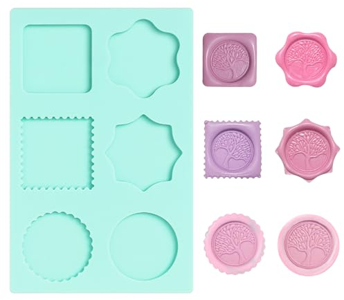 Wachssiegel Stempel Formen, Wachs Siegel Silikonform für 1 Zoll Wachs Siegel Stempel, runden/Achtzackiger Stern,für Hochzeit Einladungen Scrapbooking Umschläge Karten Geschenke Wein Verpackung(blau)