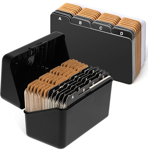 Alfion 3x5 Index Card Holder Set 50 Ruled Index Cards