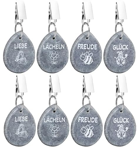 COLOFALLA 8 Stück Tischdeckenklammern Tischdeckenbeschwerer Draußen Tischdecken Tischtuch Gewichte Outdoor Naturstein Grau Tischdeckenhalter mit Klammern Draußen für Party Hochzeit