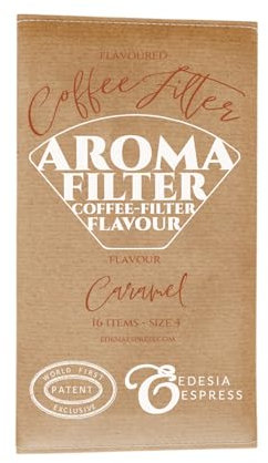 16 Caramel Flavour Coffee Aroma Filters - Size 4, Brown - sugar free
