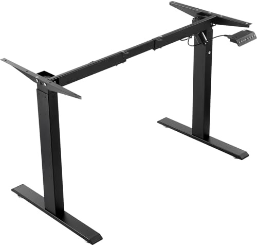 VEVOR Schreibtisch Gestell, verstellbare Höhe 70-117 cm und Länge 90-135 cm, elektrisches Tischgestell, ergonomische DIY-Arbeitsplatzbasis für Zuhause und das Büro (nur schwarzer Rahmen)