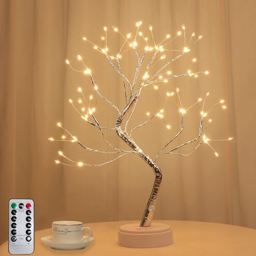 Songlypian LED Baum Lichter,108 LED Baum Lampe mit Fernbedienung Timer, 8 Modi Dimmbar, USB/Batteriebetrieben, Verstellbare Äste, Lichterbaum für Party Geburtstag Weihnachten Innendekoration