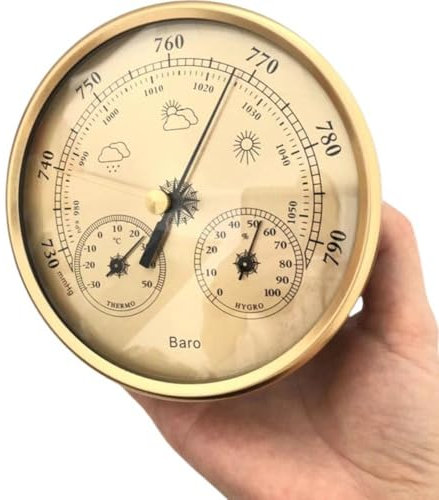 Baromètre thermomètre hygromètre horloge, thermomètre hygromètre 130 mm, baromètres pour la maison, horloge, station météo outil de maison pour intérieur et extérieur
