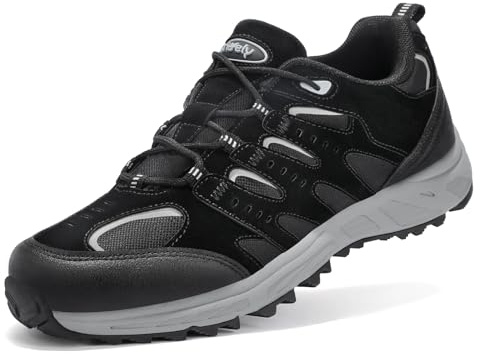 Kricely Scarpe da Trekking Uomo Escursionismo Scarpe Traspiranti All'aperto Montagna Antiscivolo Arrampicata Scarpe Sportive Sneakers(Nero 42)