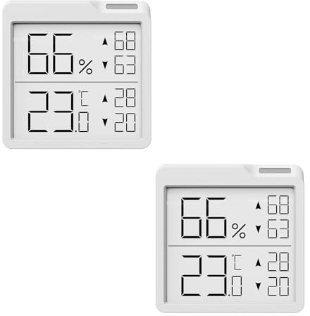 2 Stück - OPPERD Hygrometer Raumthermometer - Kleiner Digitaler Luftfeuchtigkeitsmesser mit Max/Min-Funktion Thermometer innen, Präziser Feuchtigkeitsmesser für Schlafzimmer, Kinderzimmer, Wohnzimmer