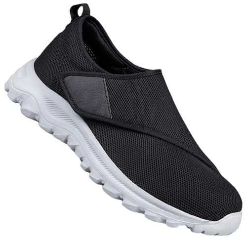 Aocase Zapatos Ortopédicos Ligeros Hombre Zapatillas pie Diabetico Hombre Verano Mocasines sin Cordones para DiabéTicos Pies Hinchados Zapatillas Cómodas Ancho Especial,Negro,41 EU