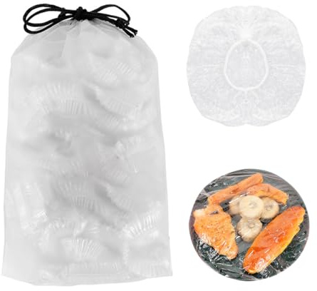 100 pezzi di pellicola elastica per alimenti, copertura alimentare in plastica elasticizzata, pellicola trasparente in plastica, copertura per riporre alimenti, copertura per ciotole di frutta e