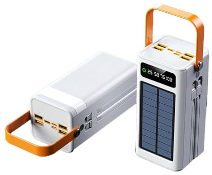Banco de energía portátil de 100000 mAh, 120 W, PD, 20 W, cargador de batería de gran capacidad, 5 salidas, 2 entradas, energía solar con cables de carga rápida dobles para iPhone, iPad, camping