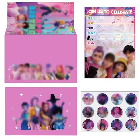 Collenatsy Lot De 12 Cartes D'Invitation D'Anniversaire Pour Enfants Au Design Demo H-Hunter Invitations ComplèTes Pour GarçOns Et Filles Avec Enveloppes ColoréEs Et Autocollants