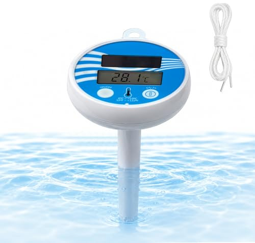Fancysky Termometro Piscina Solare Galleggiante, Misura 0–50 °C / 32–122 °F, Unità °C/°F Commutabile, Termometro Acqua Piscina per Piscina, Spa, Vasca Idromassaggio, Stagno e Laghetto