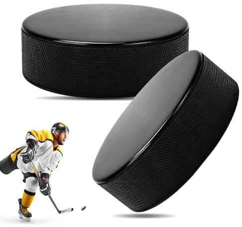 Yooyan 2 stycken ishockeypuckar massivt gummi, standard 7,5 cm, hållbar motion puckar för vuxna och hall, friktionsfri yta för exakt matchning och skytte träning