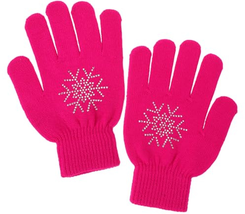 SHINEOFI Guantes Protectores para Patinaje Artístico de Niñas y Mujeres, Diseño Estilizado y Material de Punto y Goma Antideslizante para Largas Prácticas