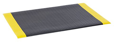 BiGDUG Anti Fatigue Safety Mat - Black With Yellow Edges Workshop Garage Flooring - 0.6 x 0.9m Checker Surface