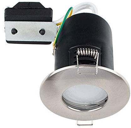 MiniSun | Fire Rated Brushed Chrome Domed GU10 Ceiling Downlight | Bath Recessed Lighting, Home Décor & Improvement Essential