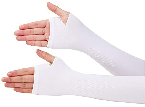 LZYMSZ Maniche a Braccio, Protezione Solare Anti UV Manicotto Traspirante Elastico Manica Braccio Raffreddamento Coprire Il Tatuaggio, Manicotti Sport con Foro il Pollice per Uomo Donna Ciclismo(w)