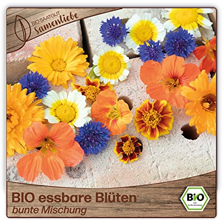 Samenliebe BIO Blumenmischung Samen bunte Mischung 1,8g samenfestes Blumen Saatgut für Garten und Freiland BIO Blumensamen