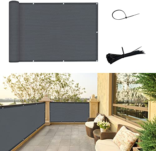 SUNNY GUARD Balcon Privacidad 90x600cm HDPE Pantalla para Balcón Jardín Protección de Privacidad,Protección Solar y transpirabilidad,Adecuado para Balcones Jardines terrazas,Antracita
