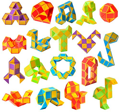 Ganowo 18 Pack Fidget Snake Cube Mini Twist PuzzleToys for Kids Teens Stocking Stuffer, Birthday Party Favors, Goodie Bags Fillers (Yellow)