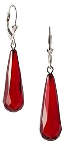 Boucles d'oreilles pendantes élégantes en argent sterling 925 avec ambre rougeâtre en forme de goutte d'eau véritable et ambre rouge, Ambre, Ambre rouge