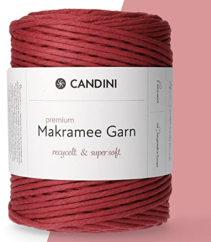 Premium Makramee Garn, 3mm, gezwirnt - kirschrot 200m