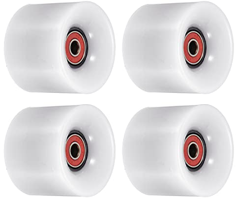 PATIKIL 4 Stück 60mm Longboard Rollen mit Lager ABEC-9 Skateboard Rad Straße Rollen für Skateboards Cruiser Räder Ersatz 80A Weiß Rot