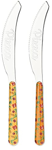 THUN, Set di 2 Coltelli per Pizza in Acciaio Inox con Manico Decorato, Linea Estate Fantastica