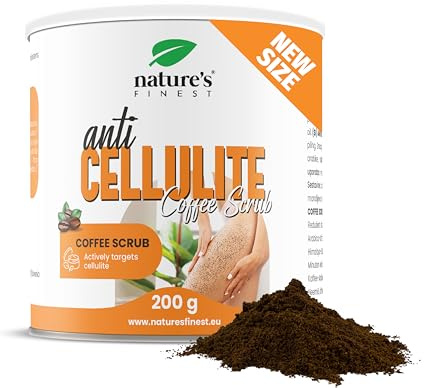 Nature's Finest Anti-Cellulite Coffee Scrub, Kaffepeeling 200 g | Kroppspeeling med arabicakaffe, himalayasalt, kokos-, mandel- och neemolja – 100 % naturliga ingredienser