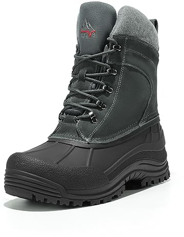 NORTIV 8 Men's Snow Boots - Classic Comfort,Size 8,Grey,TERREY-1M