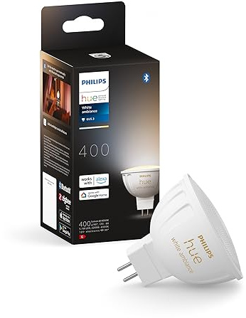 Philips Hue - Bombilla LED Inteligente MR16, GU5.3, Luz Blanca de Cálida a Fria, regulable, 5.1W, Compatible con Amazon Alexa (Echo, Echo Dot)