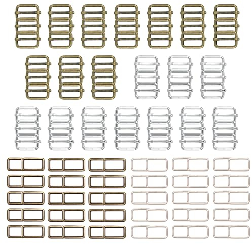 HUAZIZ 120 Stück Metall Quadratische Schnalle, D Ringe 20 mm Metall-Schiebeschnallen für Handtasche, Schlüsselband, Taschen, Gurte, Hundehalsbänder und Nähprojekte