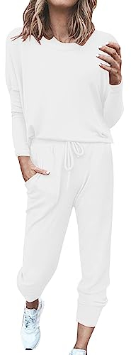 Hosenanzug Damen Sportlich 2 Teiler - Jumpsuit Damen Elegant Langarm Overall Kuschelig Sportlich Einteiler Sommer Jumpsuits Leicht Locker Playsuit High Waist Playsuits Stretch Sommeroveralls
