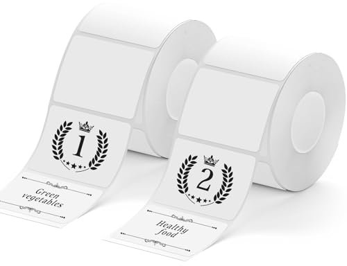 Logei Etiketten，2 Rollen 50 * 30 mm Etikettendrucker selbstklebend Thermo Etiketten，Adressaufkleber Wasserdicht Etikettenband Papier für Etikettiergerät Ersatz,kleine Unternehmen,Schule, Büro