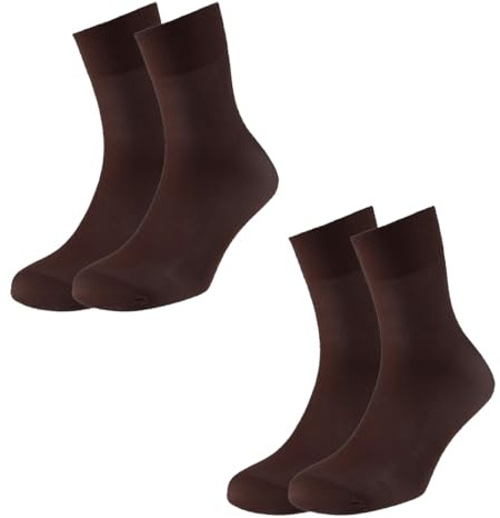 JYC CREATIVE Medias para hombre 20 DEN, Media Calcetín, Medias Finas calcetines ejecutivos, Medias Cortas(, Talla única, 304(marron 2pares)
