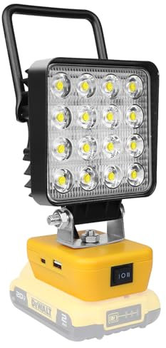 RIGIDON Recargable Portatil Foco de Trabajo Led para Batería Dewalt 18V /20V (Sin Batería), 4 Pulgadas 48W 4800LM Foco Led Lámpara para Camping, Trabajo, Pesca, Emergencia, 6000K Blanca