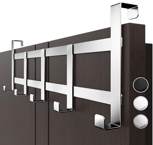 Menz Türgarderobe zum Einhängen, Edelstahl - Platzsparende Türhaken, langlebige Kleiderhaken Tür, universelle Türhakenleiste für DE-Türen, belastbare Haken zum Einhängen