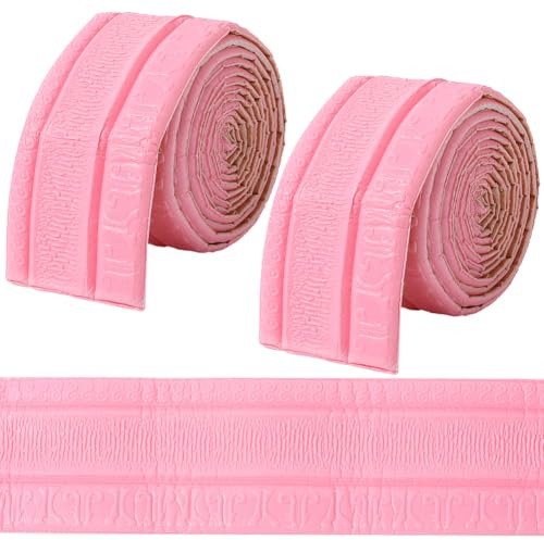 GORGECFAFT 2 Rollo de Moldura de Corona Rosa 2.3mx79mm Despegable Y Adherible Borde de Pared de Espuma 3D Borde de Papel Tapiz Flexible Borde de Espejo Marco de Líneas Base de Pared Zócalo de Techo