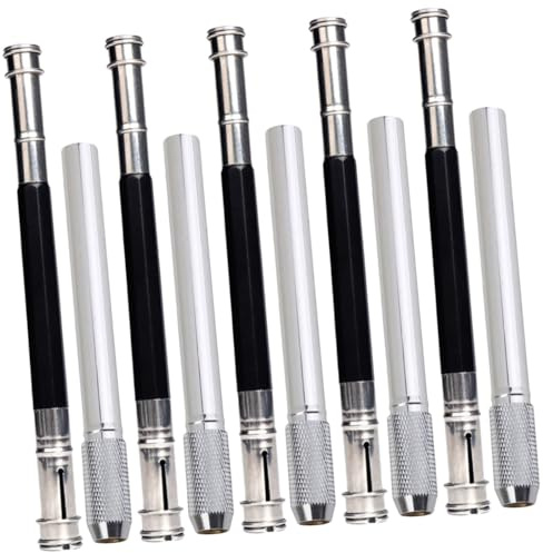 DOITOOL Extensores de Lápices de Madera Reutilizables 10 Piezas Doble Cabeza Metalizadas Plata y Negro Prolongador Práctico para Arte y Oficina Escolares