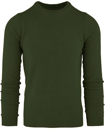 CZ - Maglione Uomo Girocollo 30% Pure Cashmere 70% Pura Lana Made in Italy Lana Pullover a Manica Lunga Soffice e Morbido (XL, Verde)