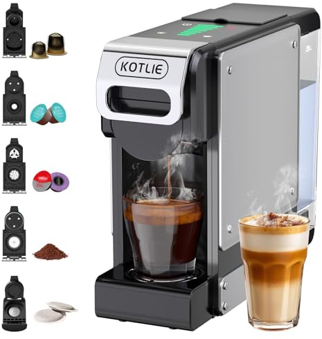 Kapselkaffeemaschine, 5-in-1 Pad kaffeemaschine, für Nespresso Original/für Dolce Gusto/A MODO MIO/ESE-Pads (44 mm) und vorgemahlenem Kaffee, 7 Wassermengeeinstellungen(ST-550)