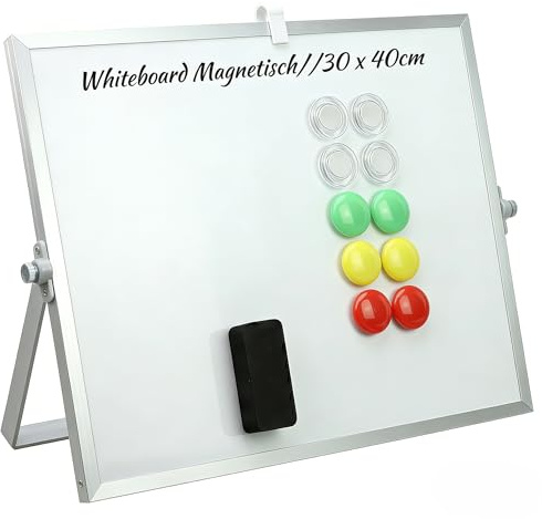 30 x 40 cm (A3) whiteboard magnetisk – whiteboard liten, skrivtavla avtorkbar mini magnetisk, dubbelsidig användning skrivbord magnetisk tavla liten för kontor, hemmakontor och studier (markörtavla)