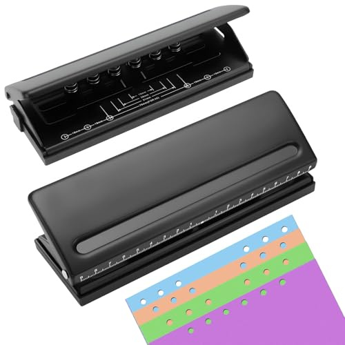 NCTNCX 6-Loch-Locher mit Skala – Verstellbar für A4/A5/A3 – Ideal für Filofax, Ringbuch & Planer
