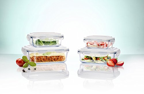 Click´n Store Original Glas Frischhaltedosen-Set 8tlg. #802250 rechteckig / 100% luft- und wasserdicht/hitzebeständig bis 400 Grad