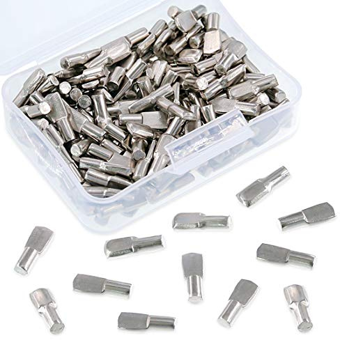 Swpeet Lot de 150 supports d'étagère de 5 mm, en forme de cuillère nickelée, parfaits pour armoire, centres de divertissement