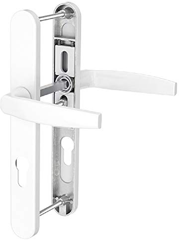 Schmalrahmengarnitur PZ Lochung Türdrücker 72mm Langschildgarnitur Weiss RAL9016 Schildgarnitur (Drücker/Drücker, Türstärke 55-70mm)